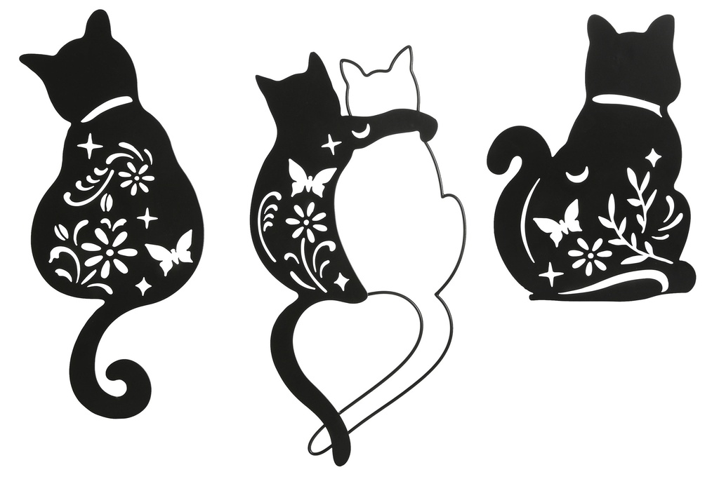 Decoración de pared de metal con gato, 3 diseños surtidos