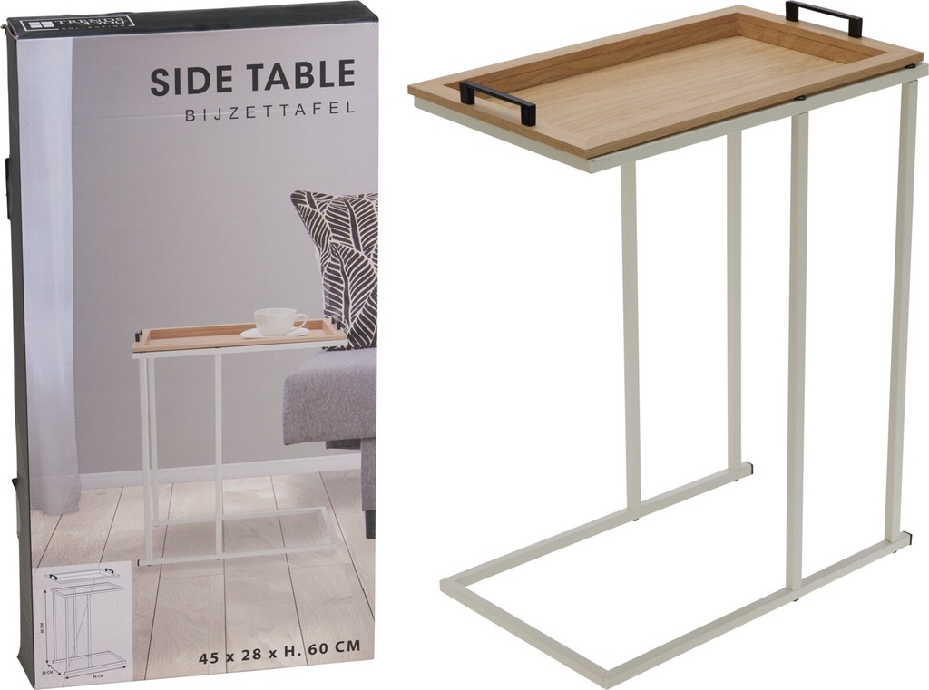Mesa auxiliar con bandeja de madera