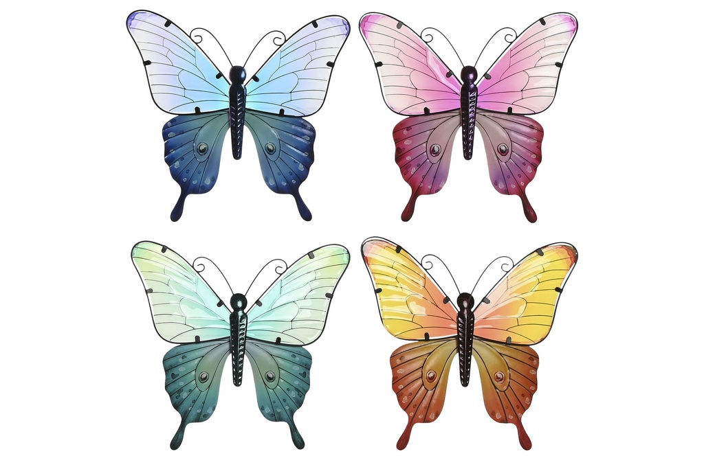 Decoración de pared de metal con mariposa, 4 diseños surtidos