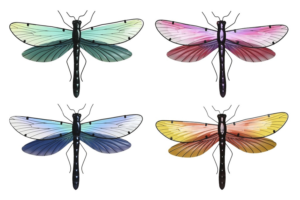 DECORACION PARED METAL LIBELULA 4 SURTID