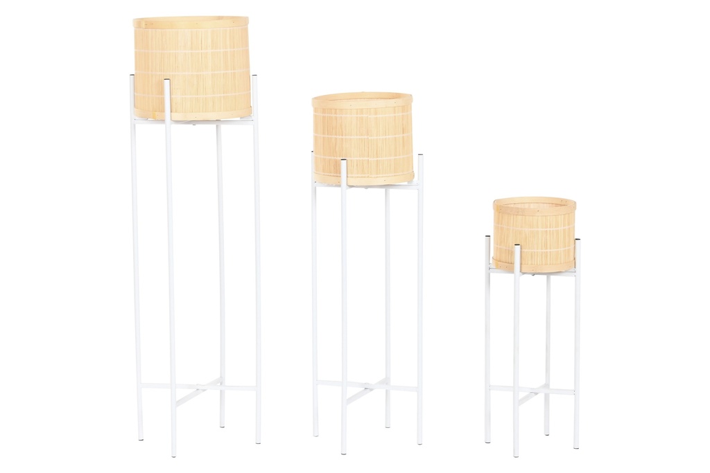 MACETERO BAMBU METAL 31X31X103 BCO.GRAND