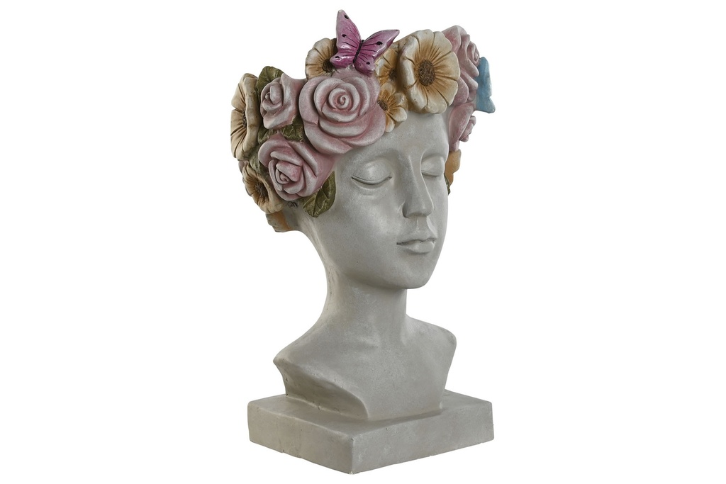 Macetero de magnesia con flores, chico