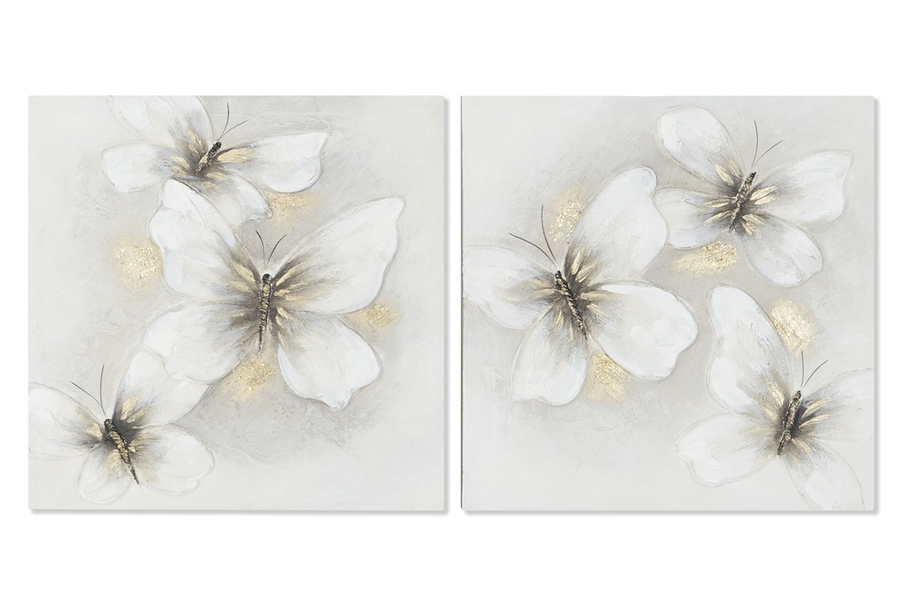 Cuadro de lienzo y MDF con mariposas, 2 diseños surtidos