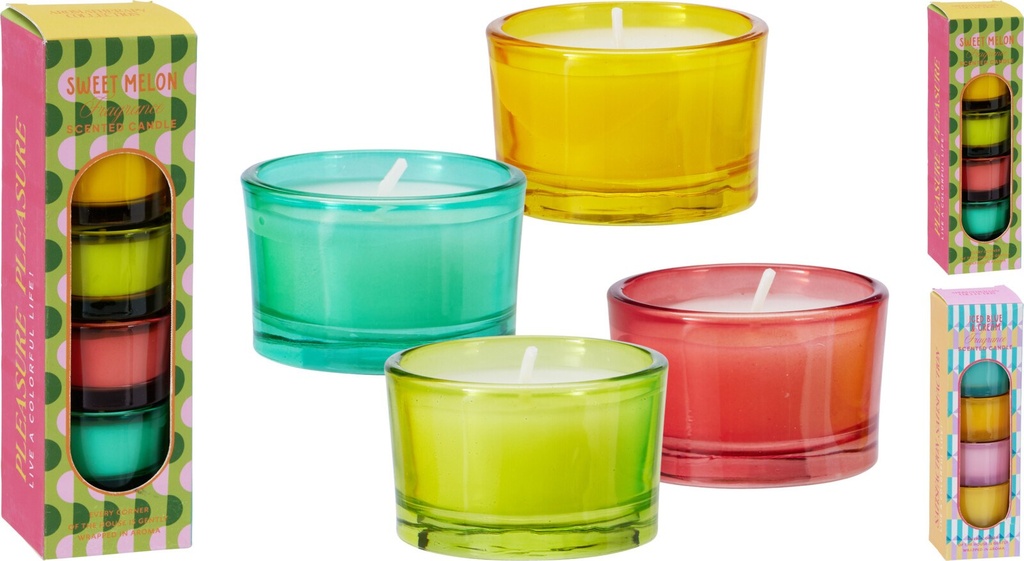 Set de 4 velas pequeñas en cristal