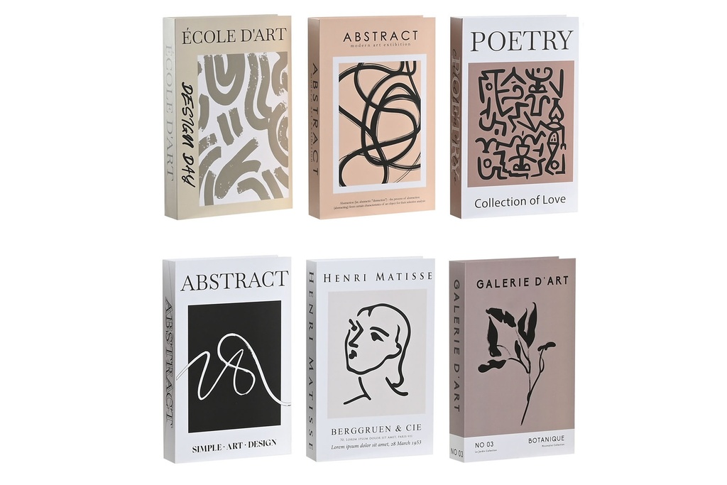 CAJA LIBRO CARTON ARTE 6 SURTIDOS