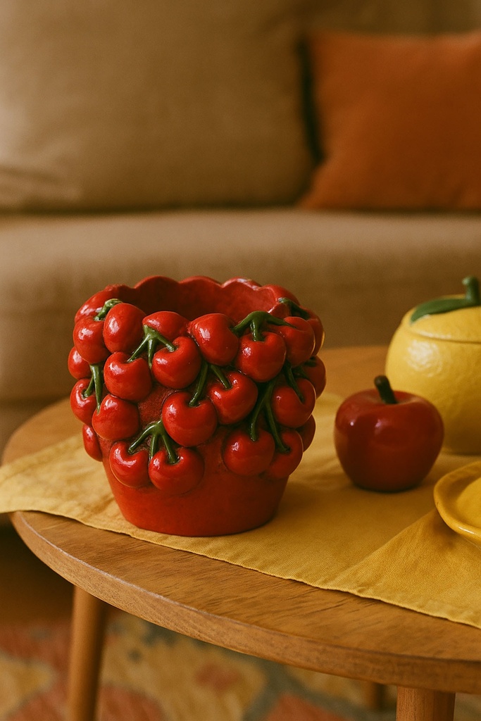 JARRON CEMENTO 14X14X15,5 CEREZAS ROJO