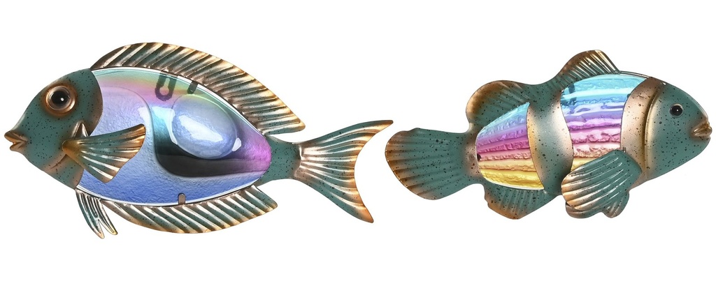 Decoración de pared de metal con pez, 2 diseños surtidos
