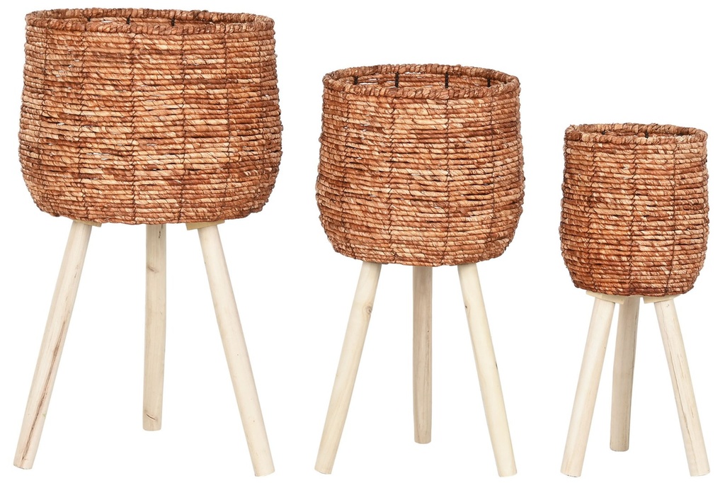 Macetero de fibra de madera, natural, grande