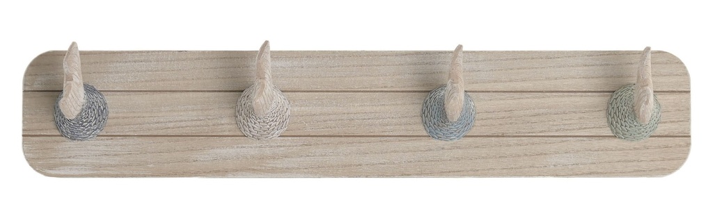 Perchero de MDF con 4 perchas, natural
