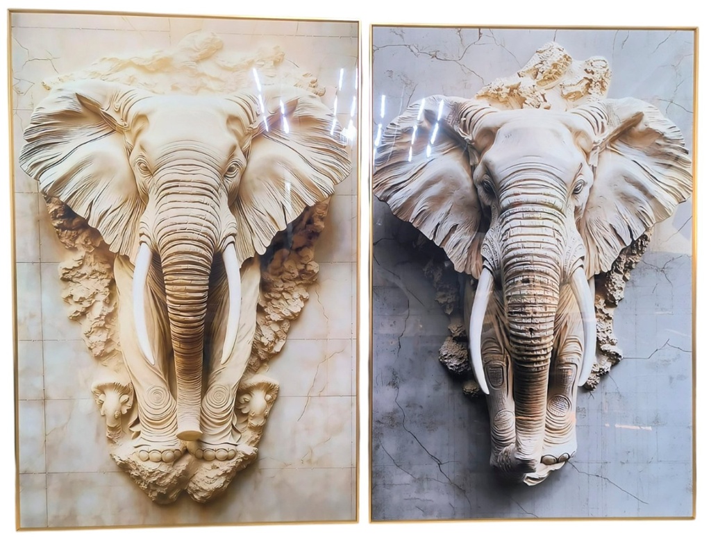 Cuadro de aluminio y MDF con elefante, 2 diseños surtidos