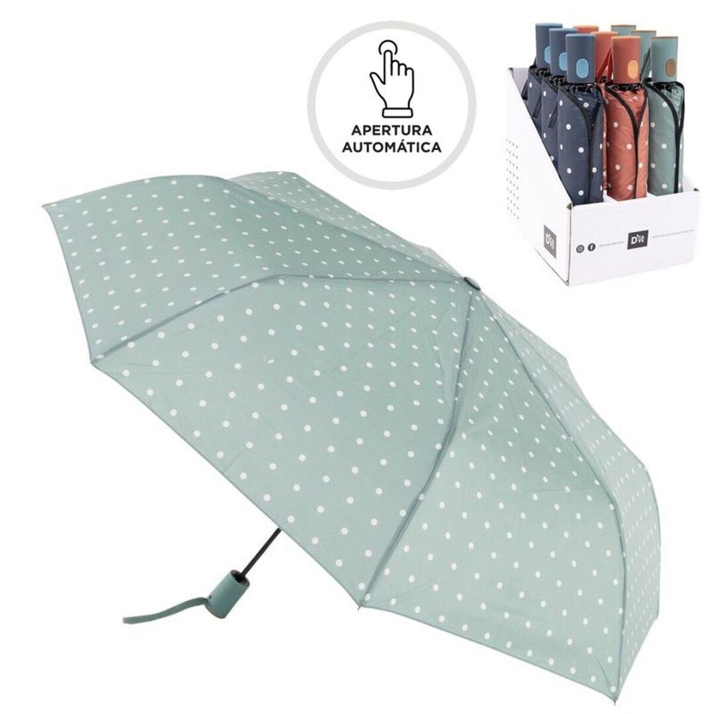 Paraguas plegable automático con fibra antiviento, 3 diseños surtidos