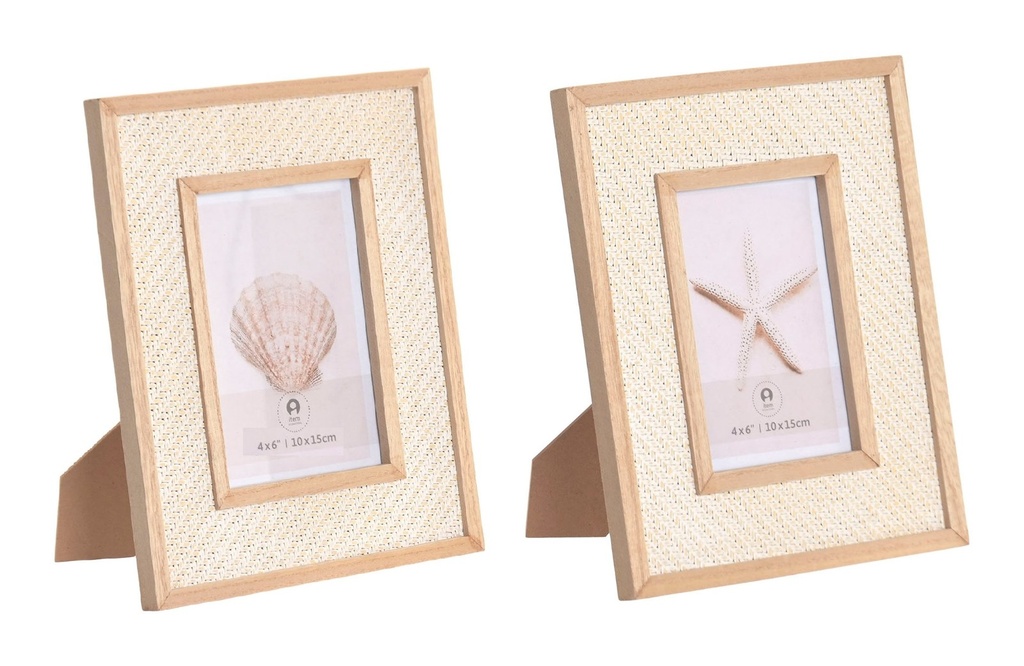 Marco de foto 10 × 15 de MDF, ratán, 2 diseños surtidos