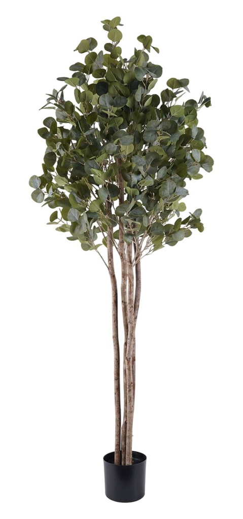 Árbol de poliéster y madera con eucalipto, verde