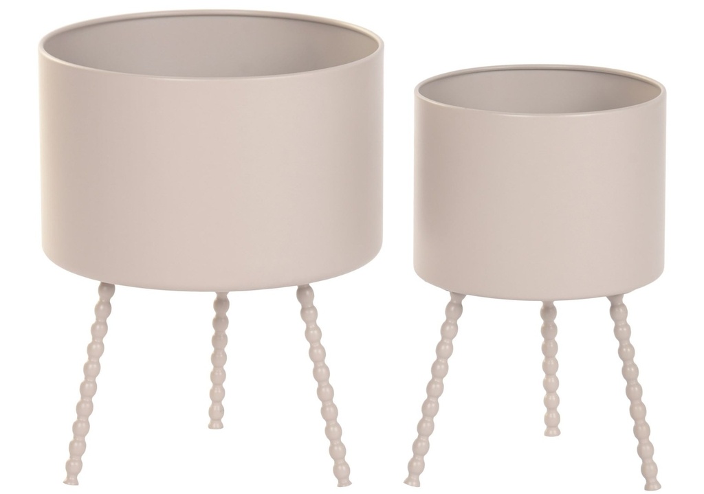 Macetero de metal con bolas, crema, pequeño