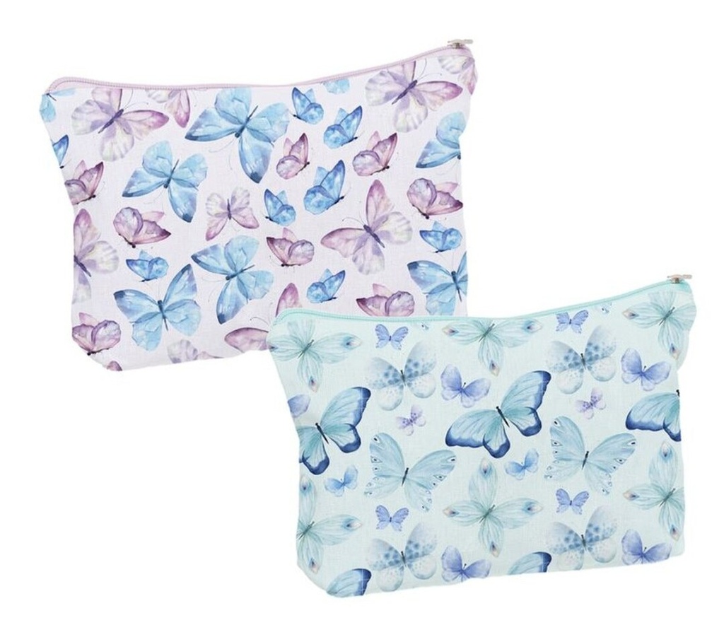 Neceser de algodón con mariposas, 2 diseños surtidos