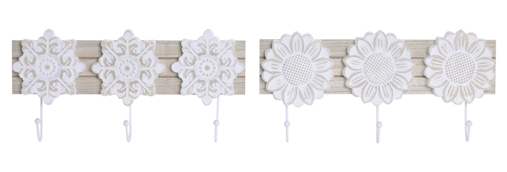 Perchero de pared de MDF con mandala y flor, 2 diseños surtidos