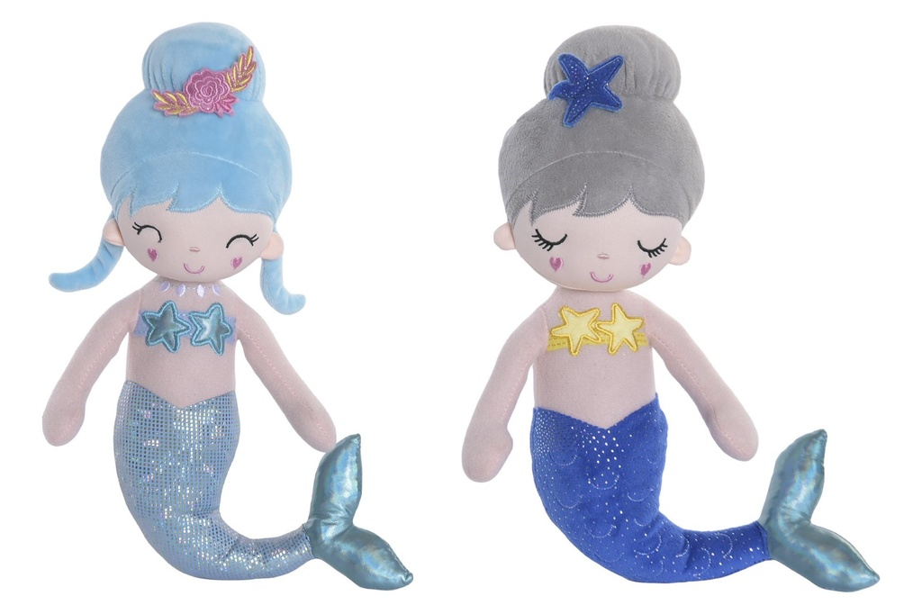 Muñeca de poliéster, sirena, 2 diseños surtidos