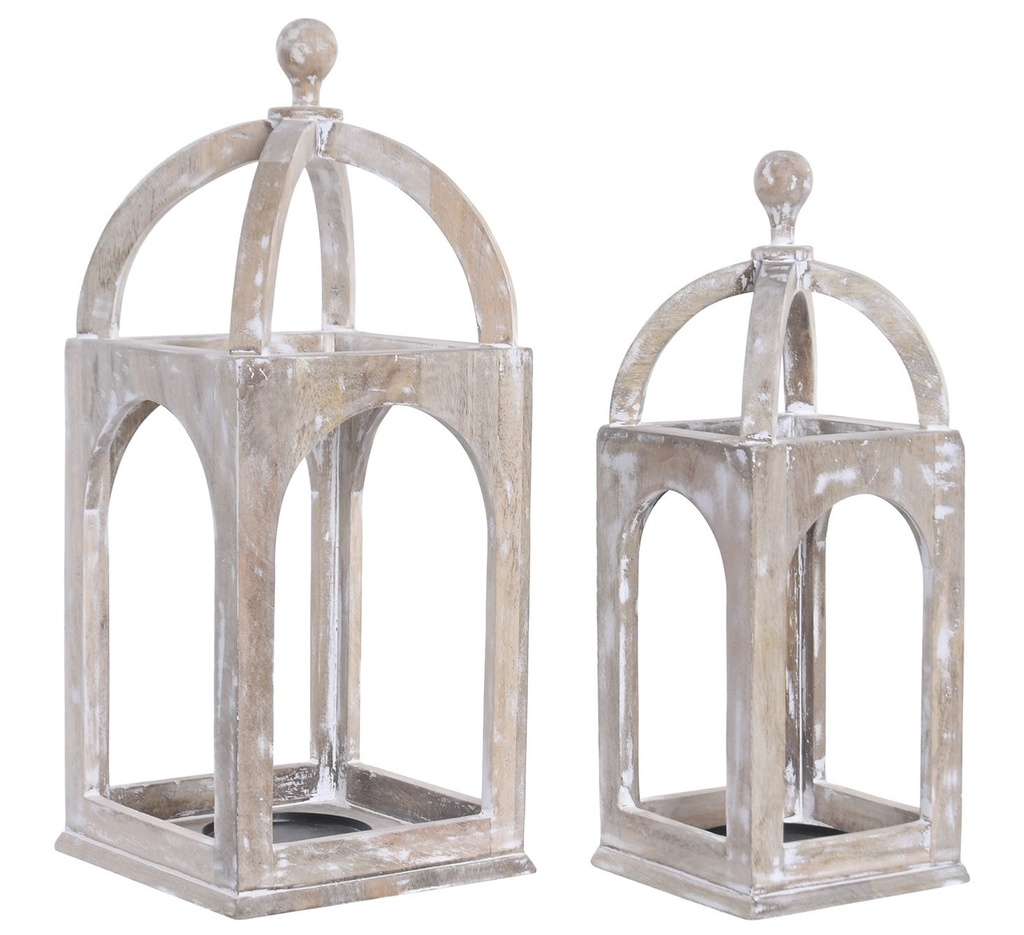 Portavela de mango desgastado, blanco (set de 2)