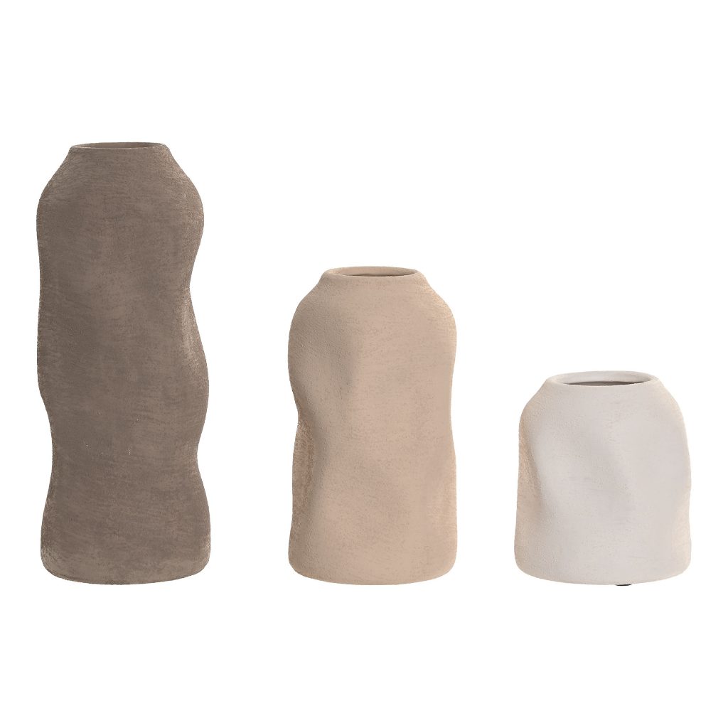 Set de 3 jarrones de gres, orgánico rugoso