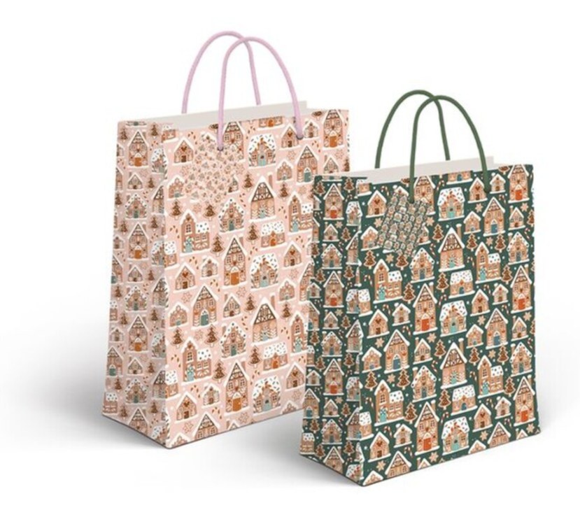 Bolsa de papel, tamaño S de Navidad, 2 diseños surtidos
