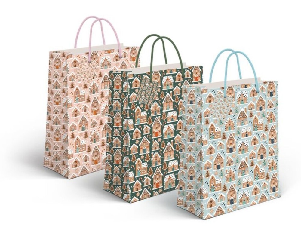 Bolsa de papel, tamaño M de Navidad, 3 diseños surtidos