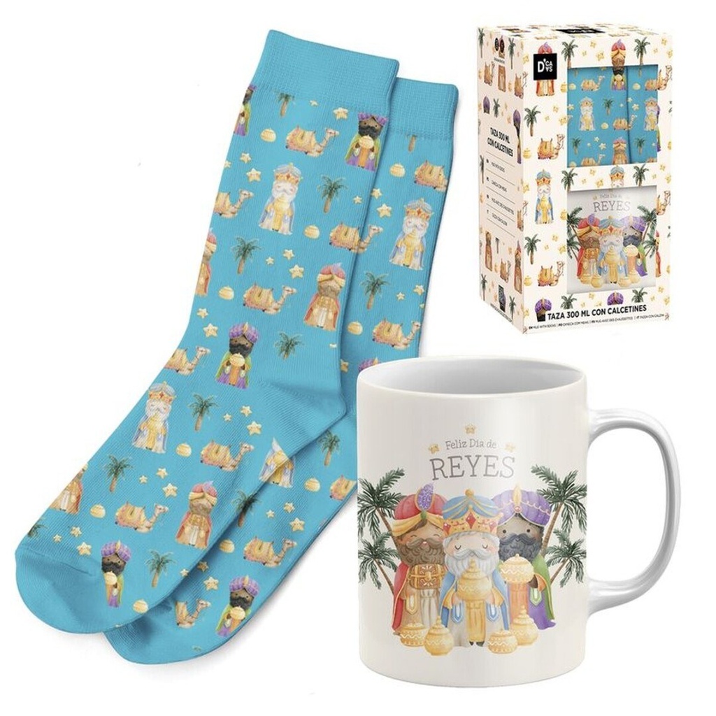 Set de regalo de taza con calcetín de Reyes Magos