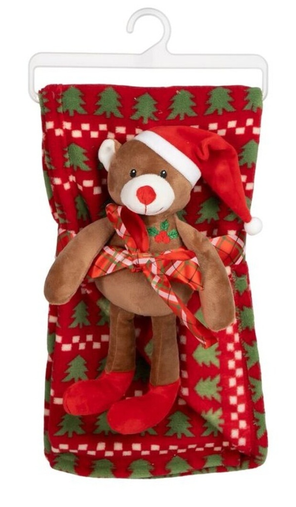 Peluche con manta, oso de Navidad