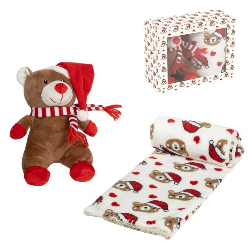 Peluche con manta, oso de Navidad