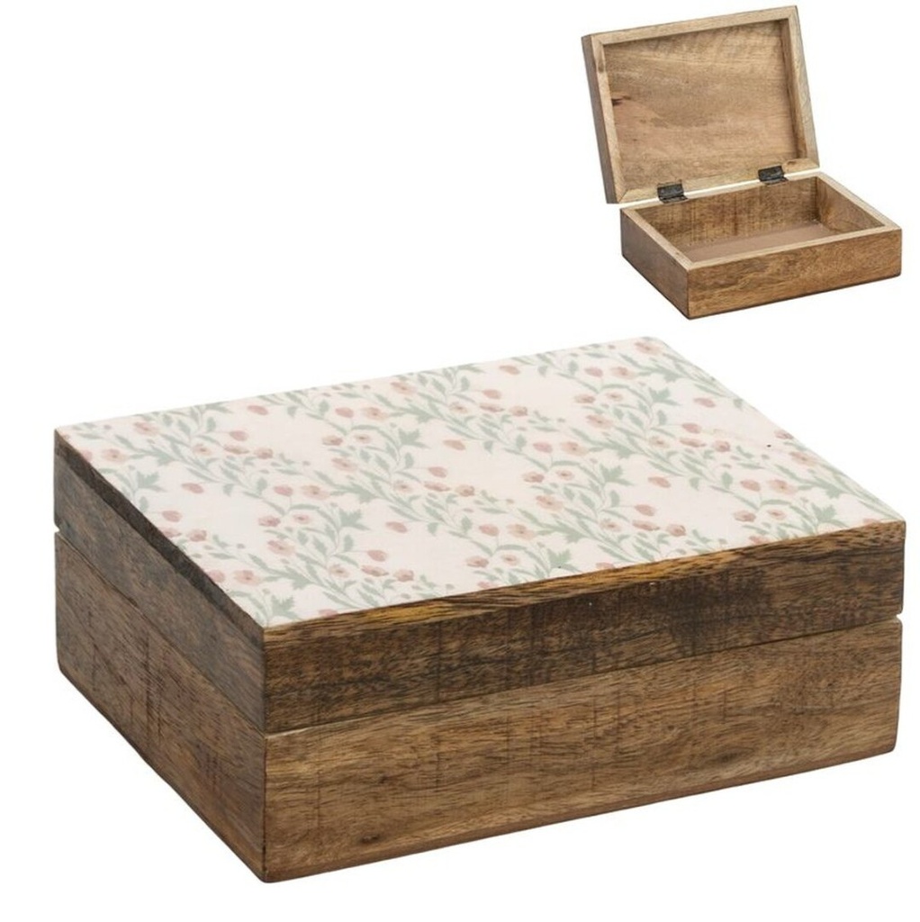 Caja rectangular, flor rosa