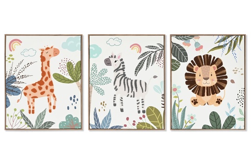 [94403] Cuadro de lienzo con animales de la selva, 3 diseños surtidos