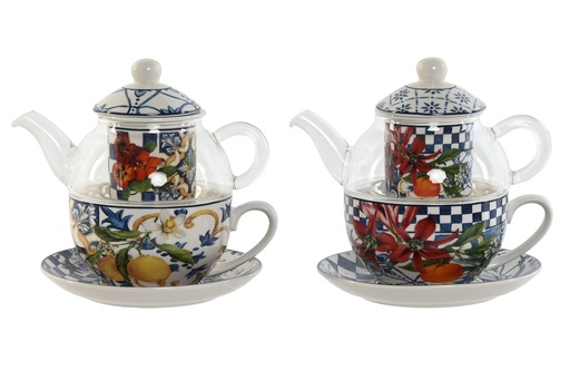 [96236] Tetera de porcelana con azulejos, 2 diseños surtidos