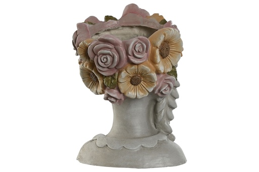 [96521] Macetero de magnesia con flores, chico