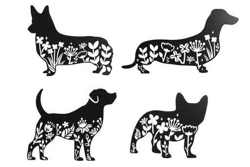 [97379] Decoración de pared de metal con perro, 4 diseños surtidos