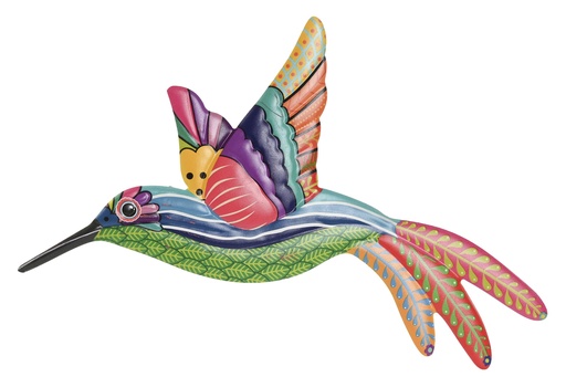 [97805] DECORACION PARED METAL COLIBRI MATE