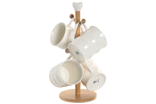 [98087] MUG SET 4 PORCELANA BAMBU 350 ML