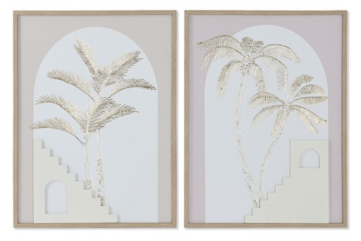 [98123] Cuadro de lienzo con palmeras 3D, 2 diseños surtidos