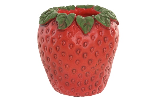 [98383] Jarrón de cemento con fresas, rojo