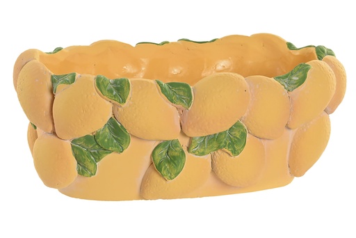 [98385] Centro de mesa de cemento con limones, amarillo