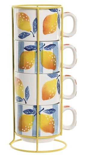 [99435] Café de dolomita y metal, limón (set de 4)