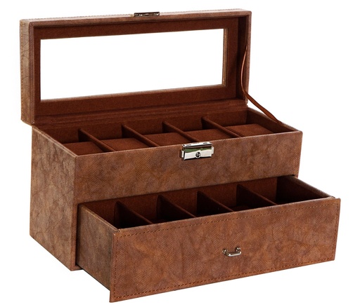 [99448] Joyero de PU y MDF, marrón