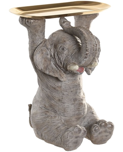 [99467] Figura de resina y metal con elefante, gris