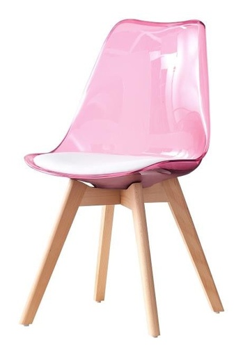 [99468] Silla de PVC y abedul, rosa