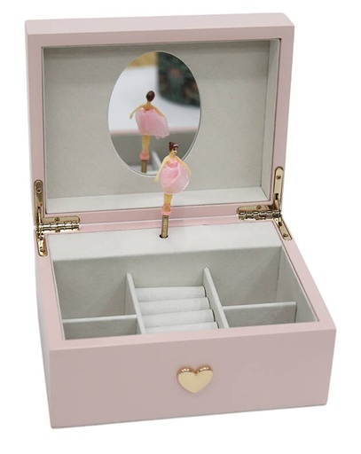[99703] Joyero de madera con espejo musical, rosa