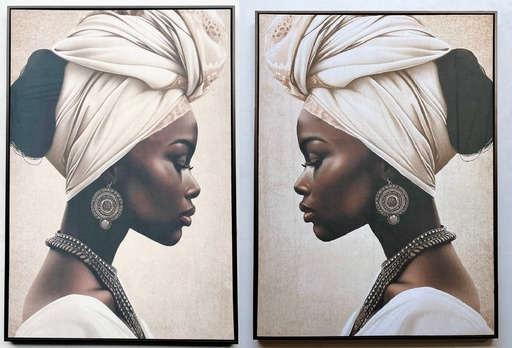 [99747] Cuadro de lienzo velvet con africana, 2 diseños surtidos