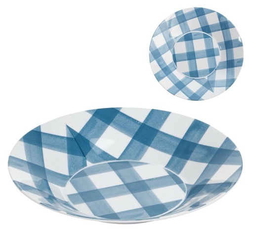 [99769] Plato sopero de melamina, vichy azul