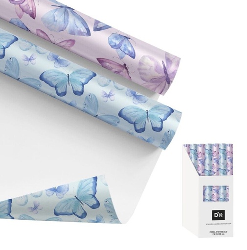 [99783] Papel de regalo con mariposas, 2 diseños surtidos
