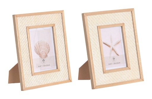 [99847] Marco de foto 10 × 15 de MDF, ratán, 2 diseños surtidos