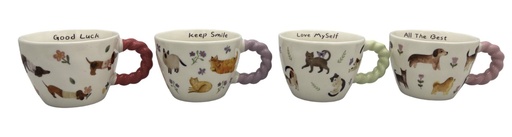 [99850] Mug de porcelana con perros, 4 diseños surtidos