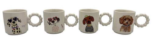 [99851] Mug de porcelana con perro, 4 diseños surtidos