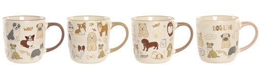 [99852] Mug de porcelana con perros, 4 diseños surtidos